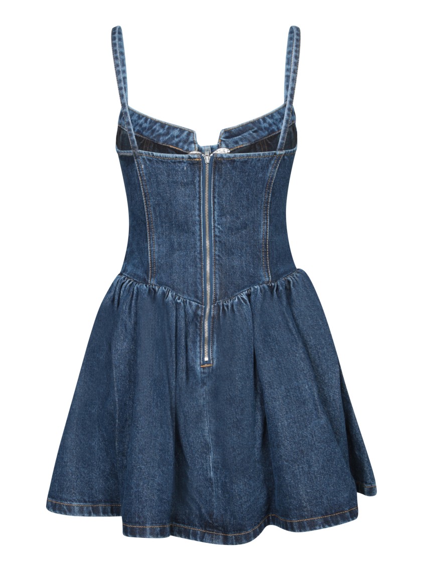 Self-portrait Mini Denim Dress With Crystal Application
