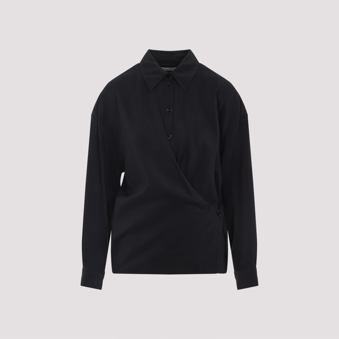 Lemaire Black Straight Collar Twisted Shirt In Black