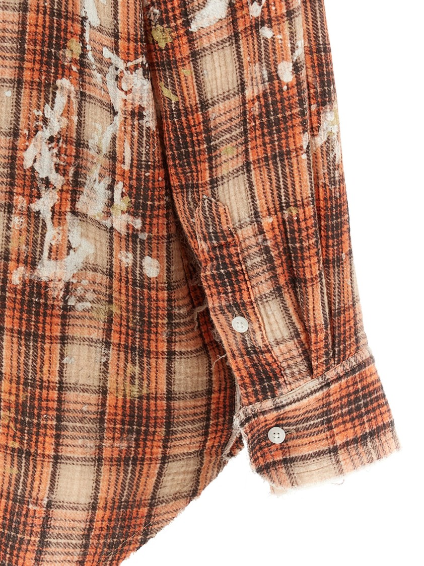R13 Plaid Motif Shirt With Crinkled Texture In Multi