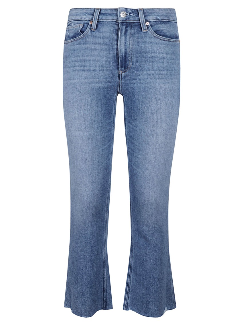 Paige Cropped Flared Jeans With High-rise Waist In Blue
