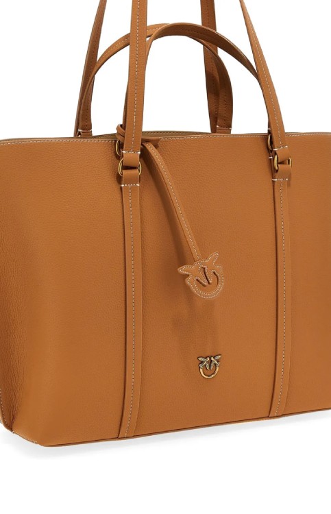 Pinko Carrie Shopper Big Tote Bag in Brown | THE LIST
