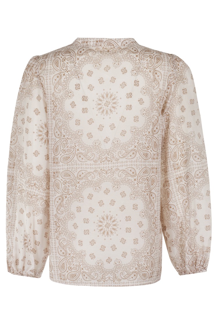 Mc2 Saint Barth Ecru Voile Cotton-silk Blouse With Korean Collar