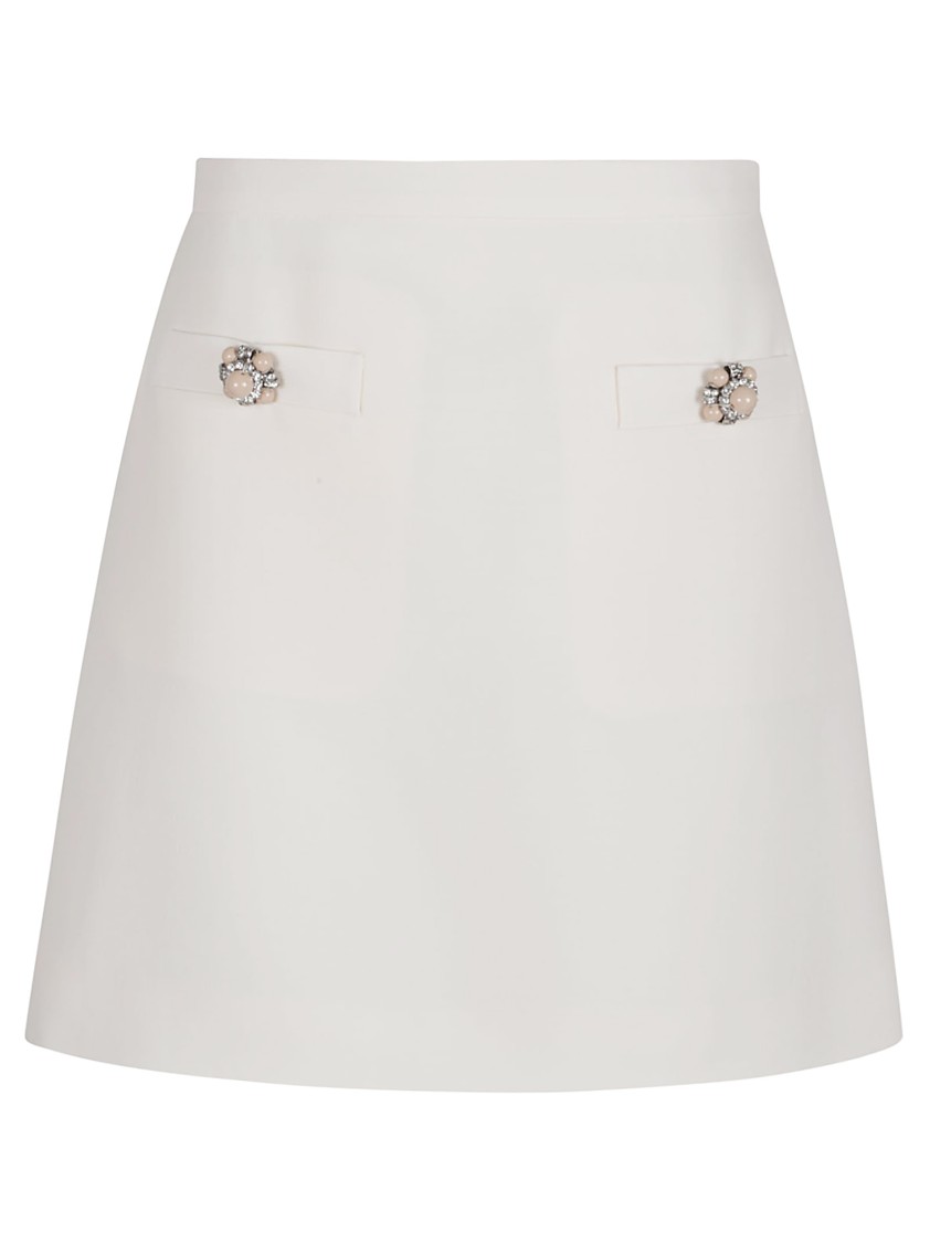 Valentino Solid A-line Skirt Embellished In White