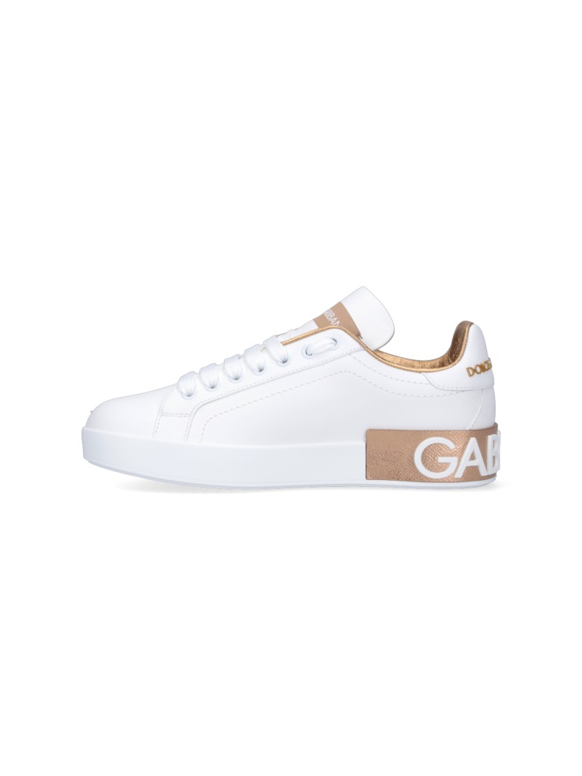 Dolce & Gabbana Women White Nappa Leather Portofino Sneakers In White
