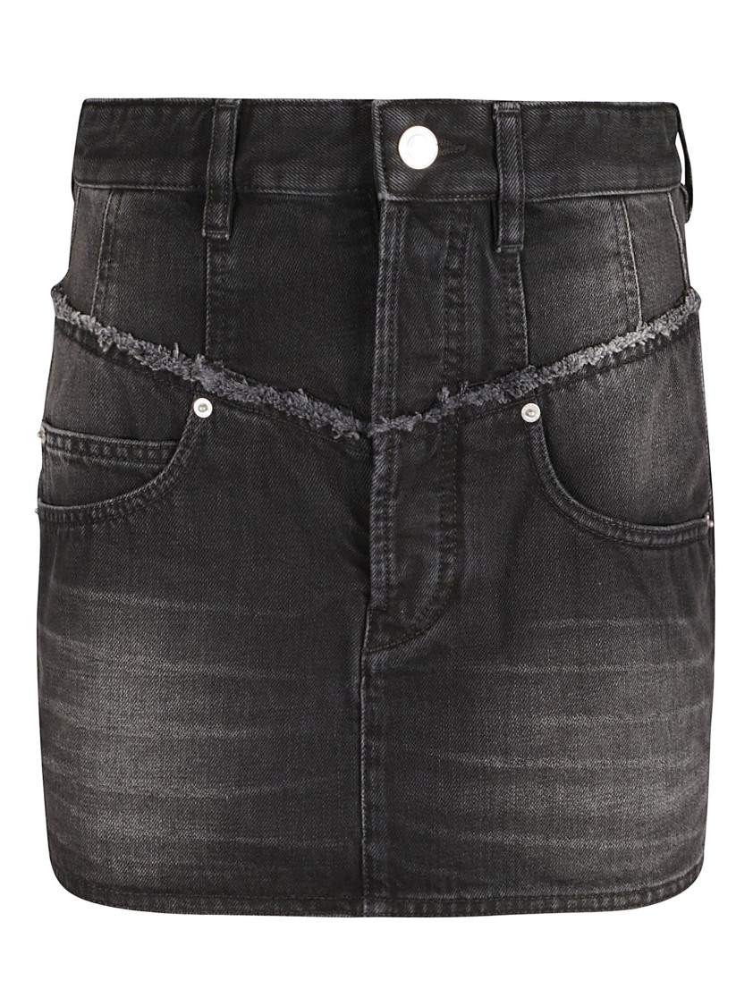 Isabel Marant Fitted Black Skirt With Frayed Hemline