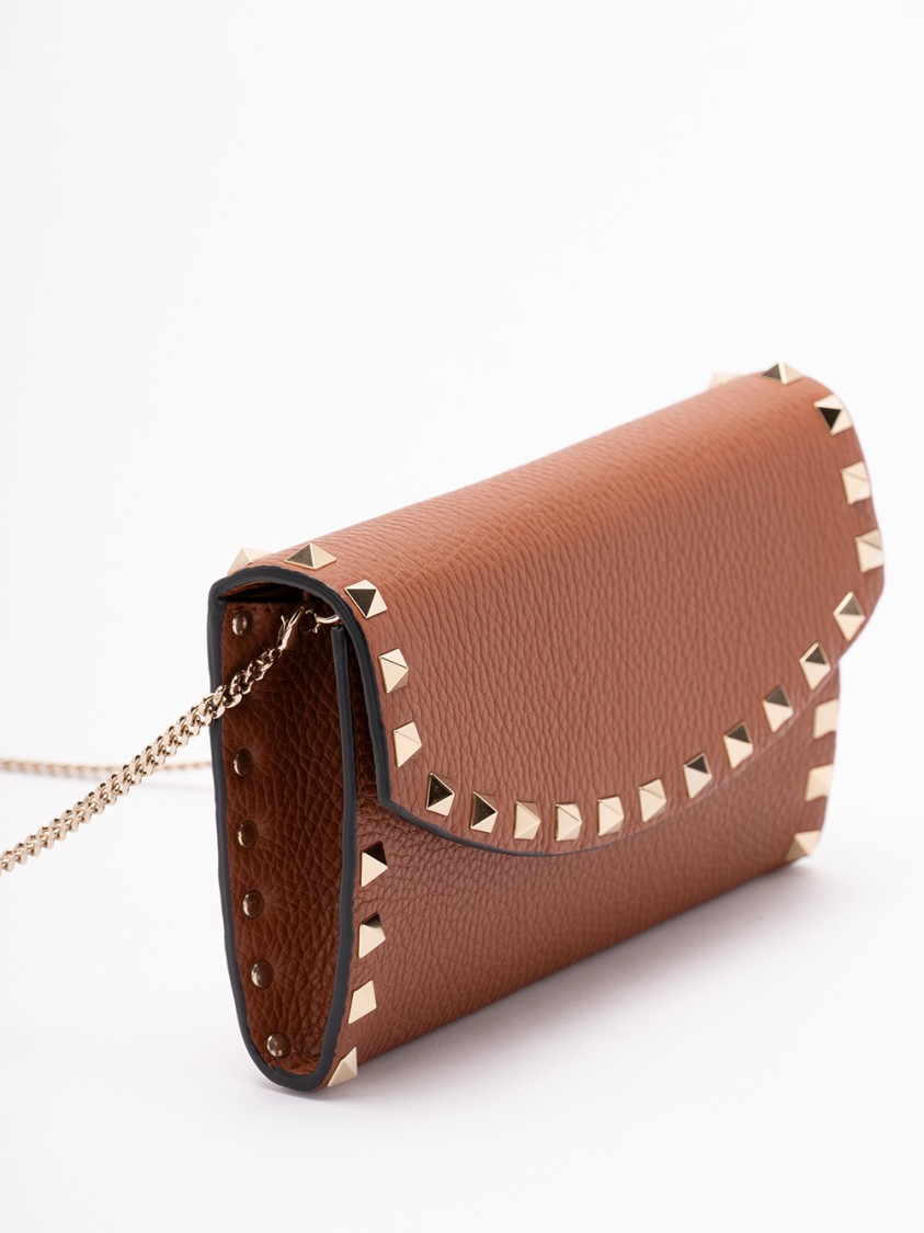 Valentino Garavani `rockstud` Wallet With Strap In Brown