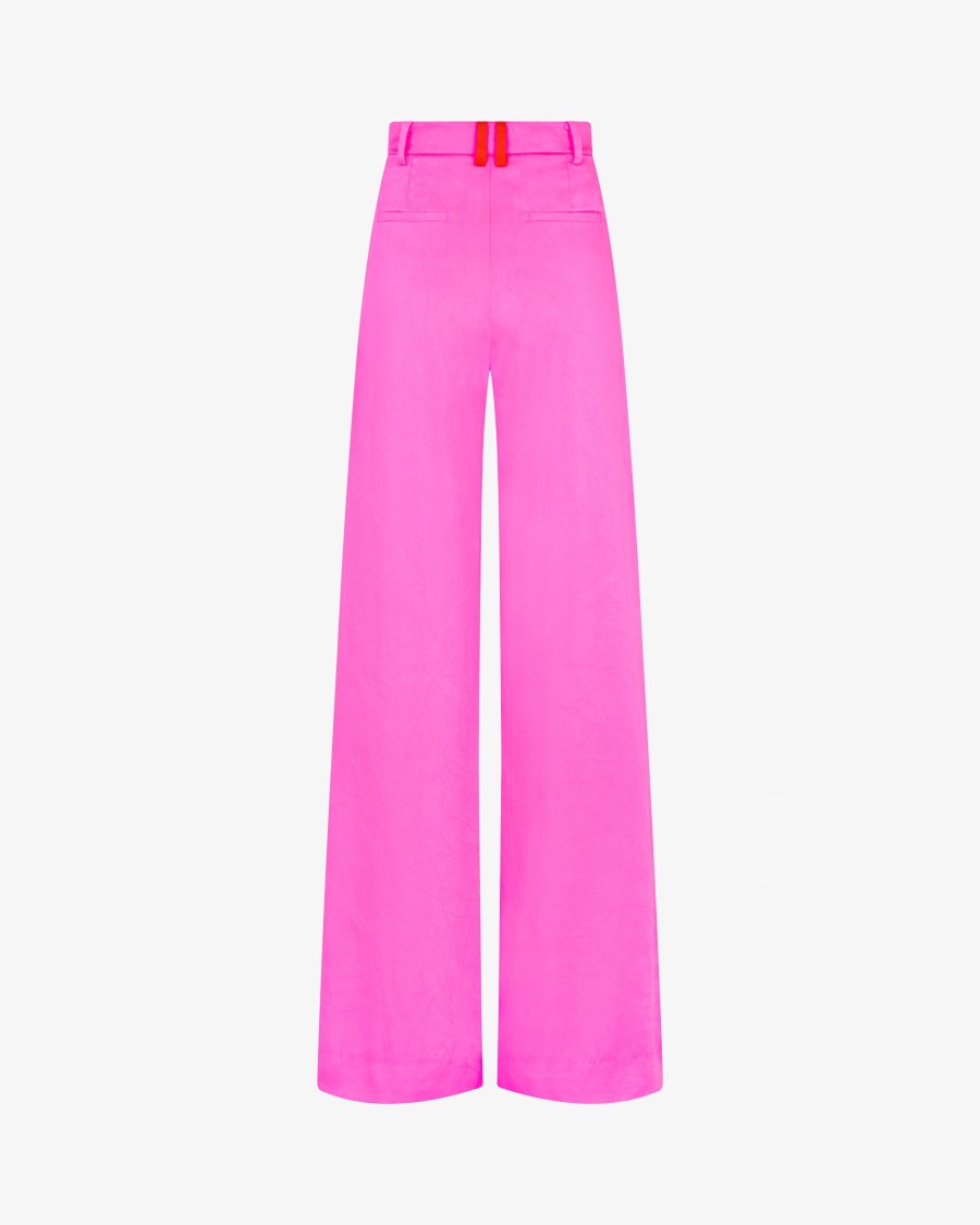 Serena Bute Crinkled Satin Wide-leg Trousers