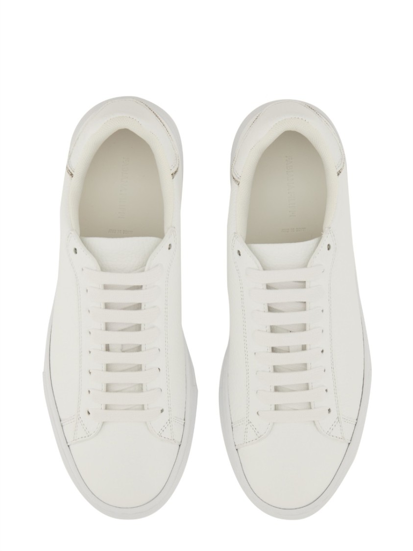 スニーカー Fabiana Filippi White Leather Sneakers With Classic Lace-Up Fabiana Filippi White Leather Sneakers With Classic Lace-up