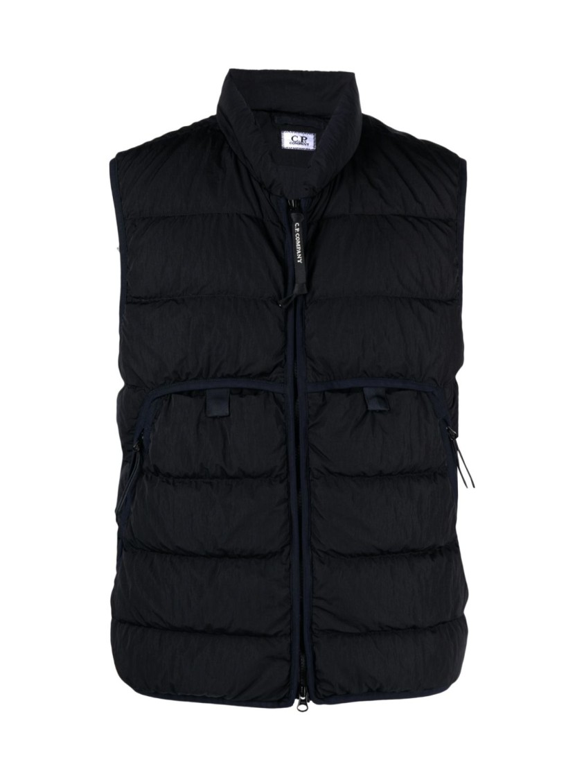 C.p. Company C.p.company Eco Chrome R Logo Down Vest In Black