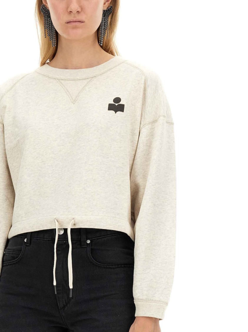 Isabel Marant Étoile Margo Cropped Drawstring Sweatshirt In White