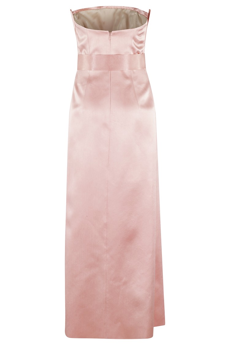 Shop Philosophy Di Lorenzo Serafini Bustier Duchesse Dress With Raw-edged Ruffles In Pink