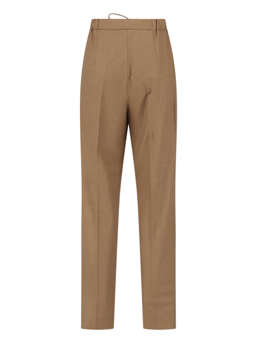 Max Mara Trousers Straight Leg Elastic Waistband In Brown