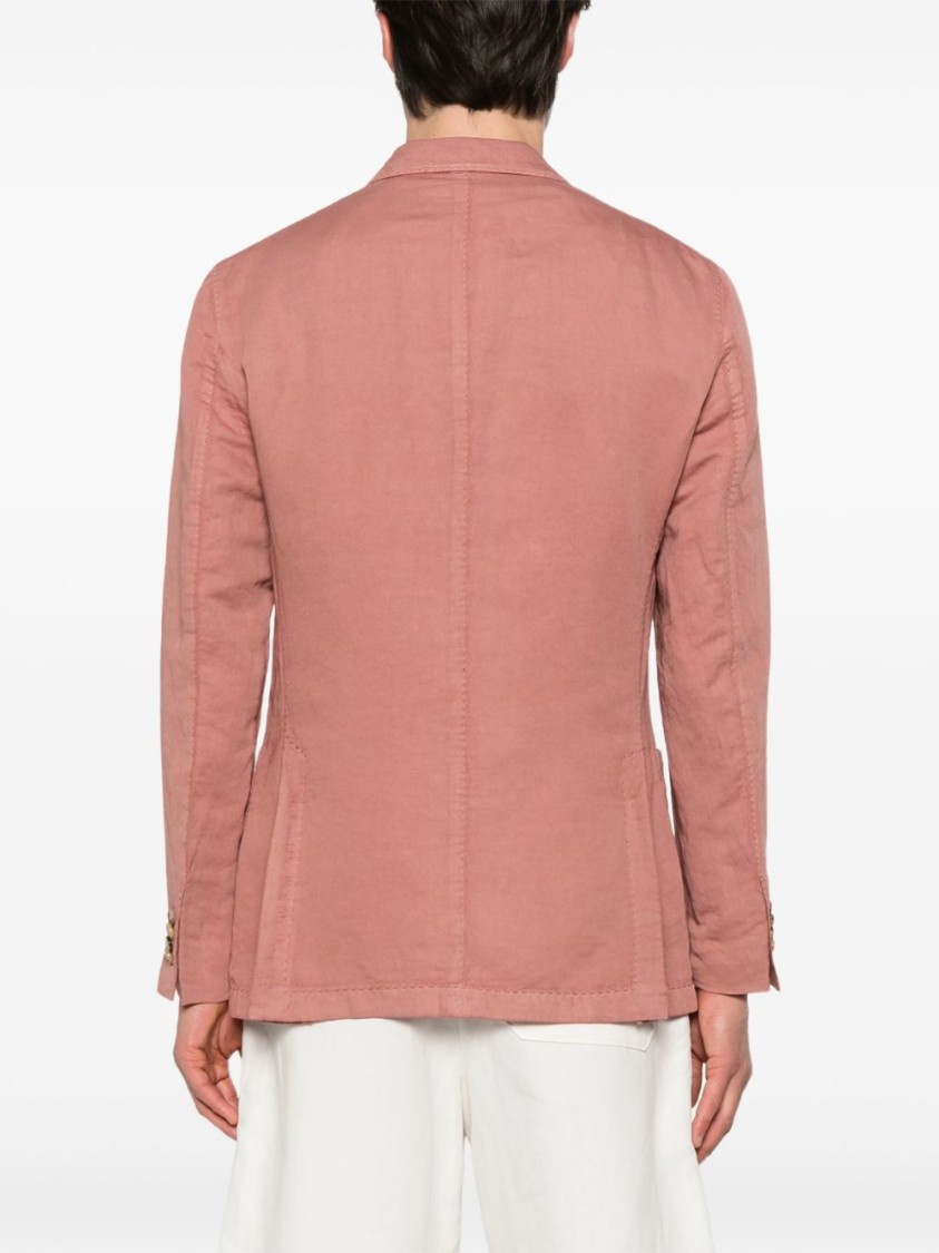 Boglioli Double-breasted Tailored Black Jacket With Fabric Blend In Pink