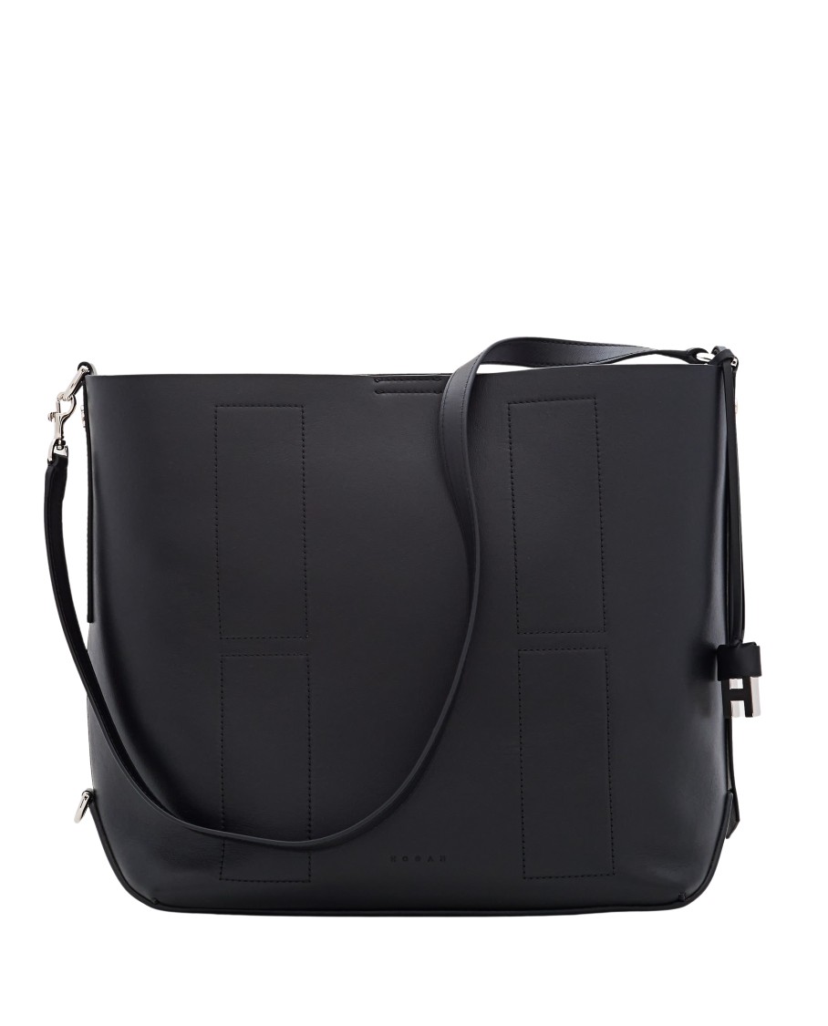 Hogan Medium Leather Shoulder Bag With Adjustable Strap In Black