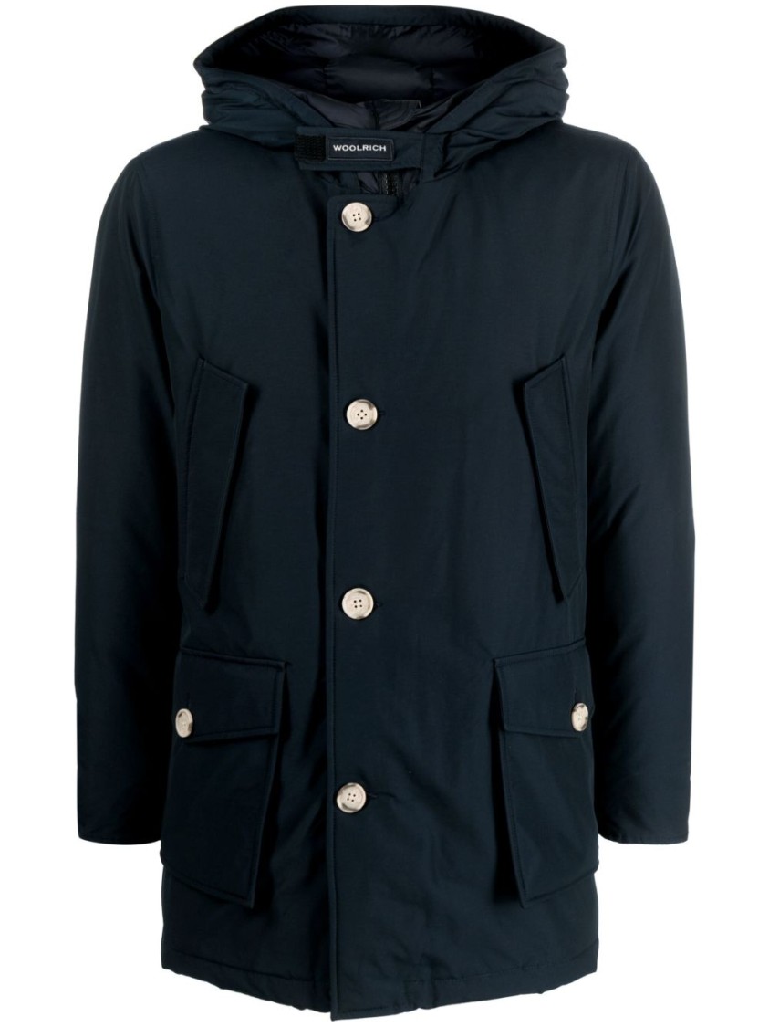 Woolrich Navy Blue Cotton Blend Down-filled Parka In Blue