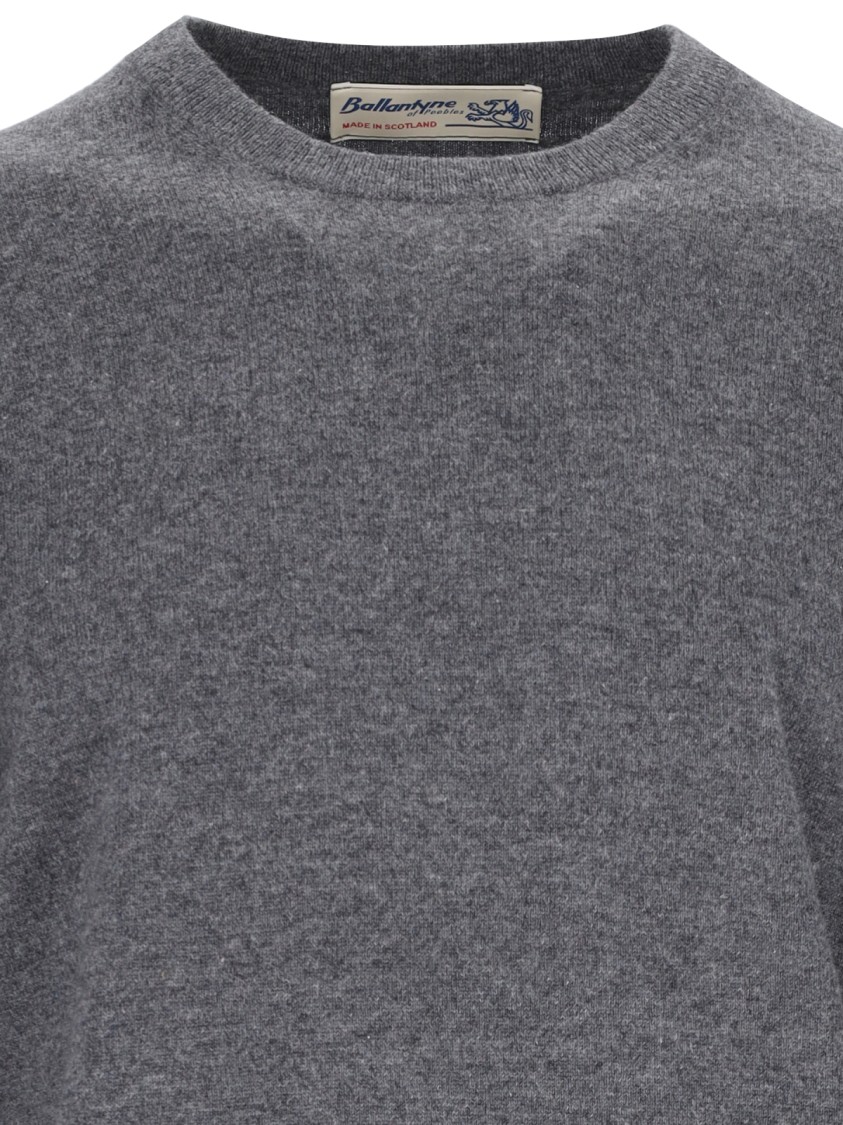 Ballantyne Basic Sweater In Gray Cashmere In Gray