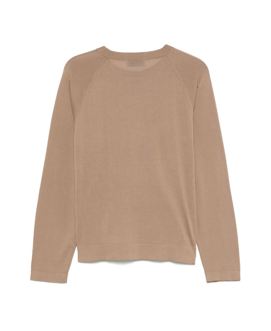 Officine Generale Raglan Sleeve Crewneck Sweater With Side Slits