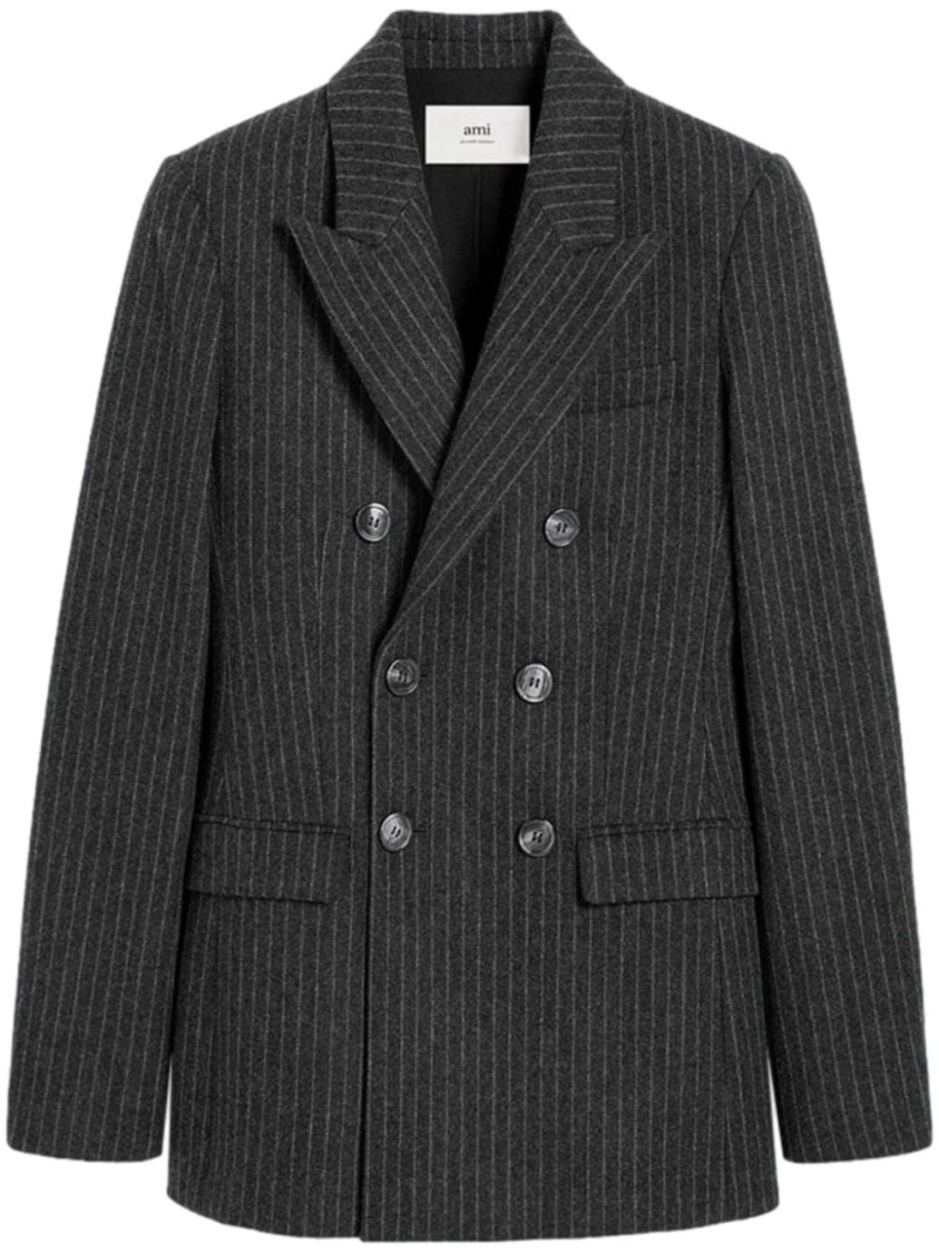 Ami Alexandre Mattiussi Tailored Jacket With Double-breasted Button Detailing In Black