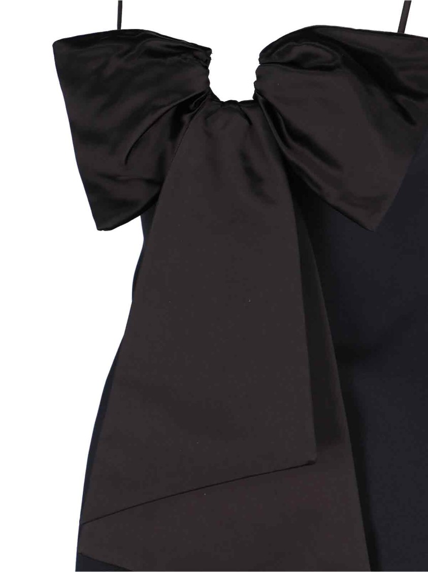 Marc Jacobs Bow Detail Knee Length Dress With Spaghetti Straps In Black