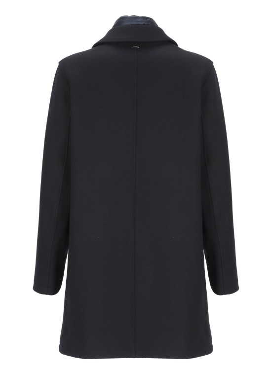 Herno Dark Blue Wool Blend Coat With Removable Lining And
