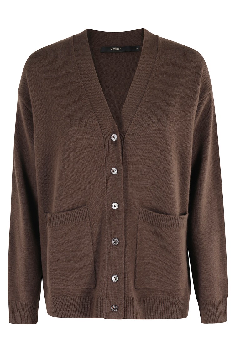 Seventy V-neck Cardigan With Button Closure And Side Pockets In Brown