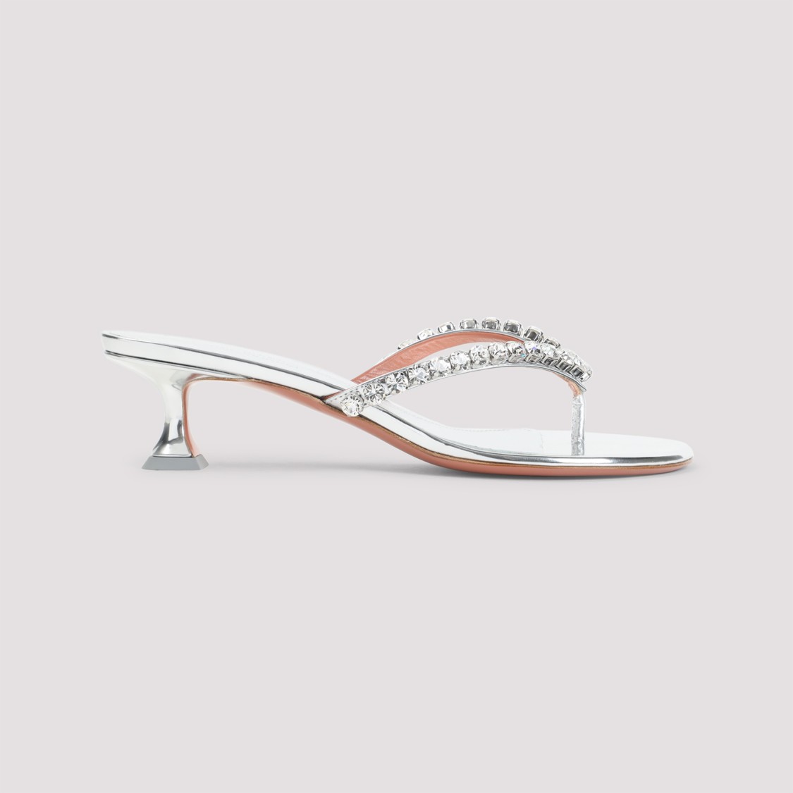 Amina Muaddi Leather Sandals With Crystal-embellished Straps