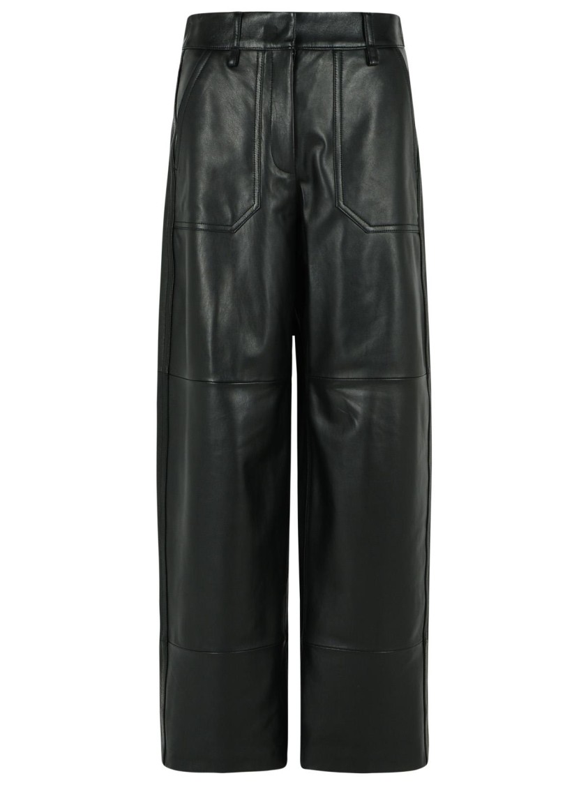 Sportmax 'garbo' Black Nappa Leather Pants