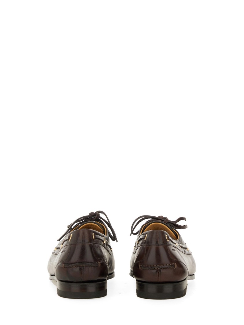 Bally Apron Toe Stacked Heel Loafers With Eyelet Detailing
