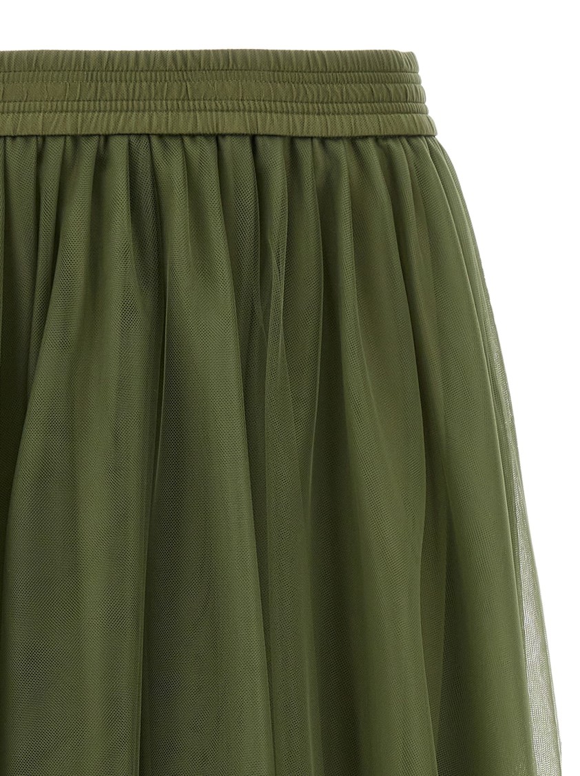 Fabiana Filippi Multi-layer Tulle Midi Skirt With Elastic Waistband In Green
