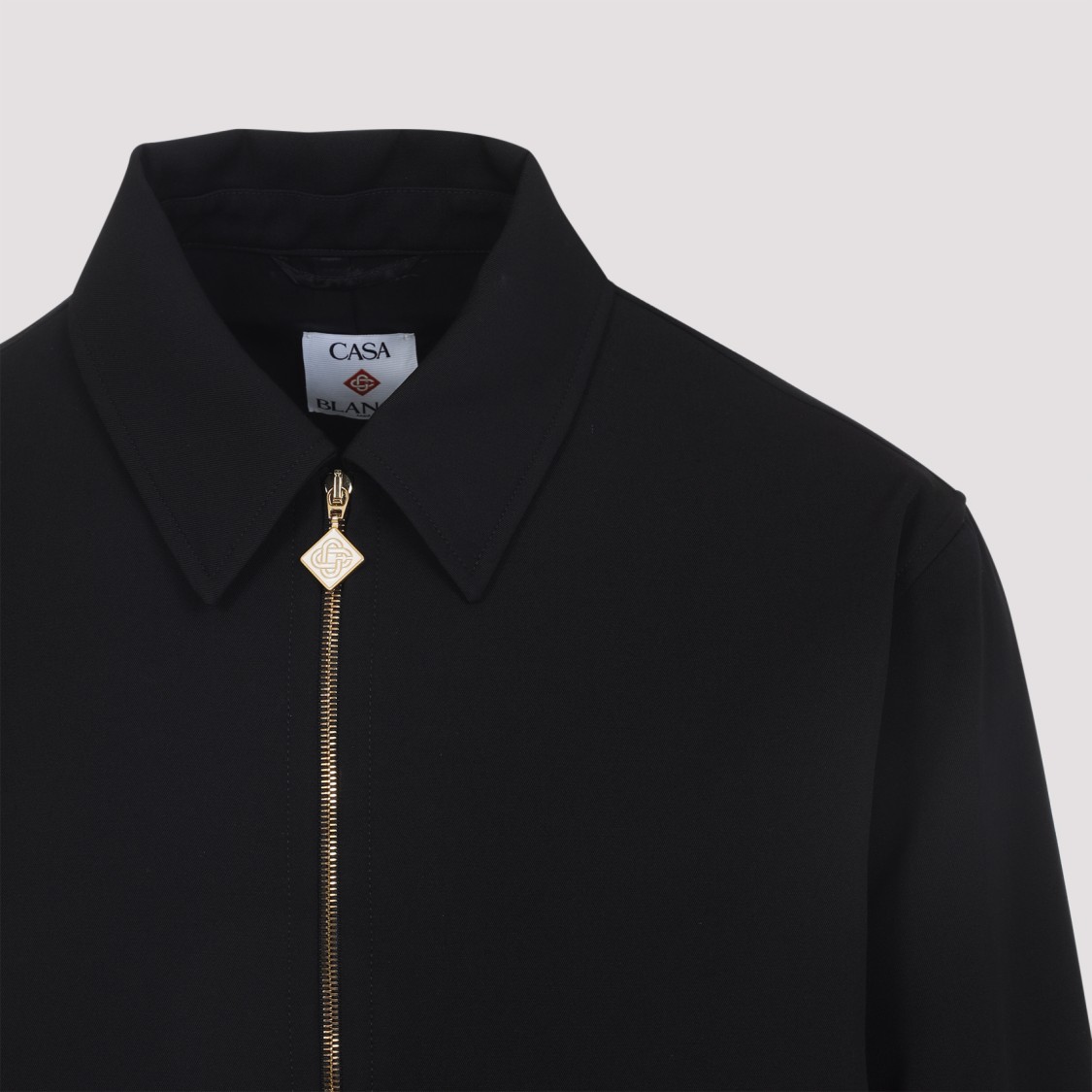 Casablanca Cropped Wool Jacket With Classic Collar In Black