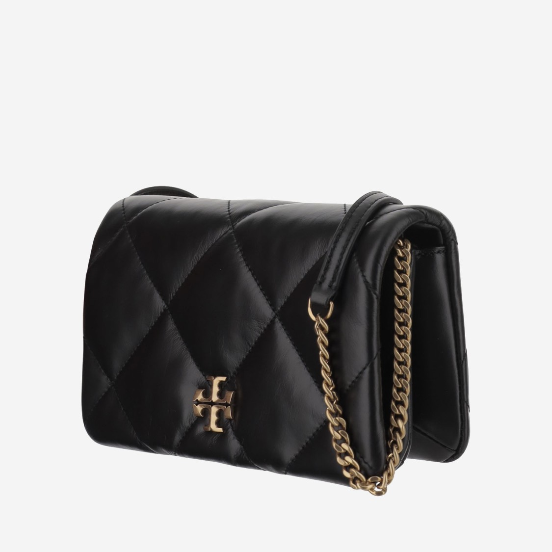 Tory Burch Kira Leather Bag With Crystals Logo In Black