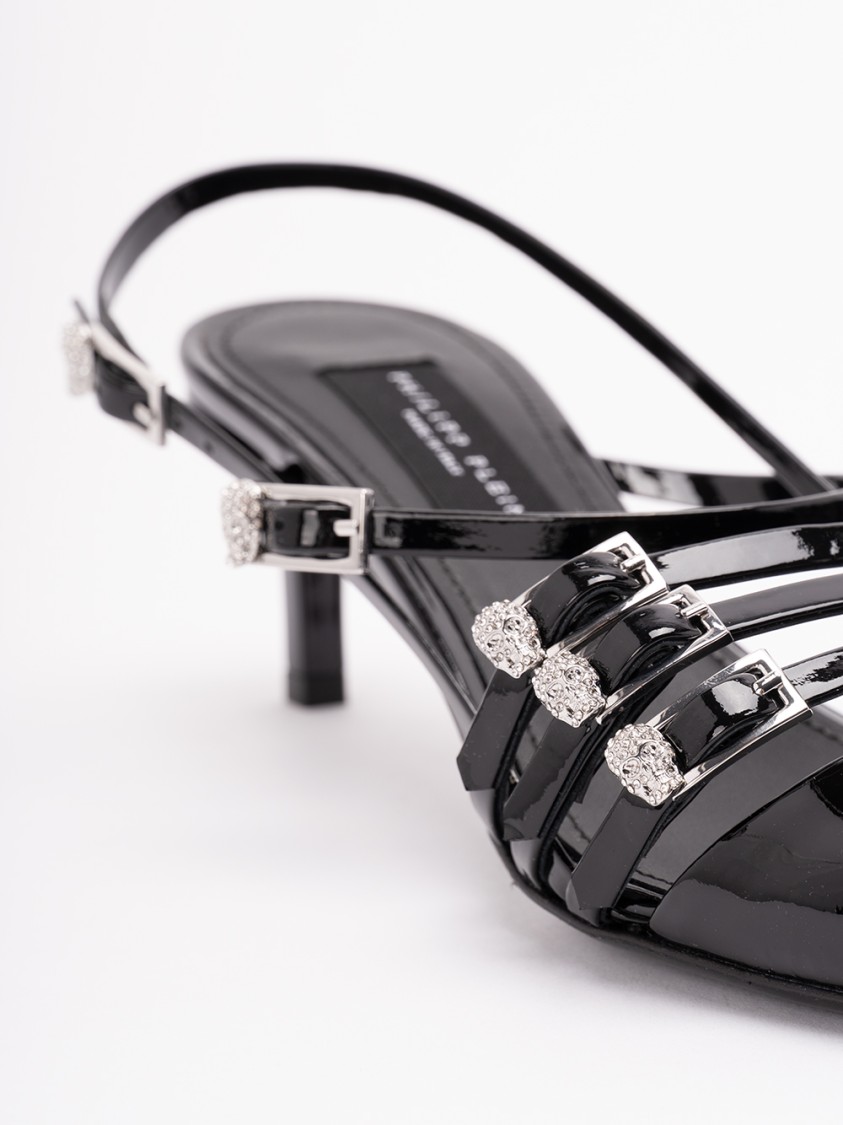Philipp Plein Multi-strap Mid-heel Slingbacks In Black