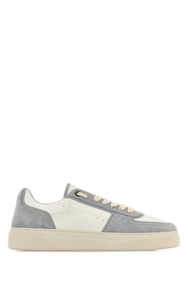 Represent Two-tone Leather And Suede Initial Sneakers In Gray