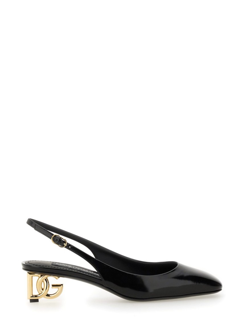 Dolce & Gabbana Black Décolleté With Dg Logo On The Heel In Black