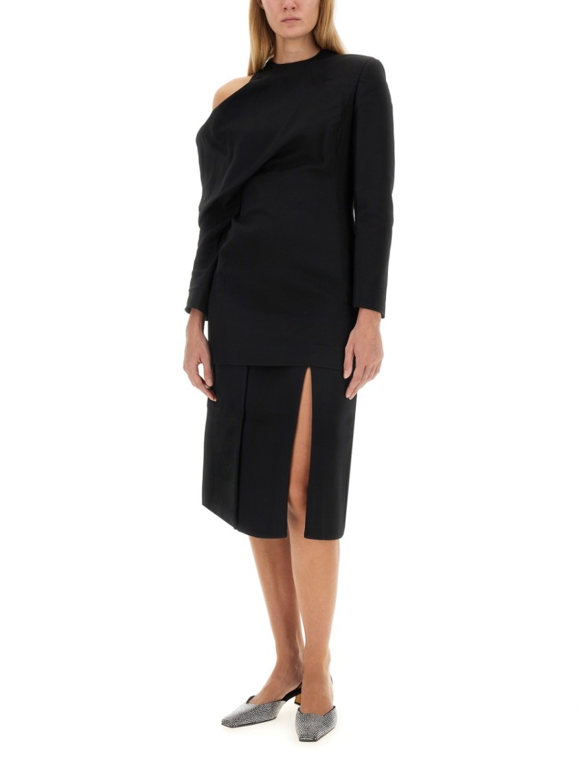 Khaite Kidd Pleated Leather Midi Skirt In Black