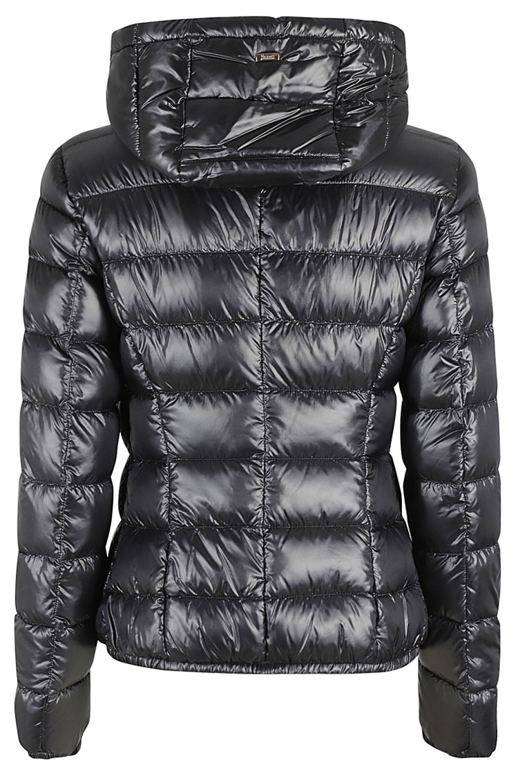 Herno Giada Hooded Quilted Down Jacket In Black