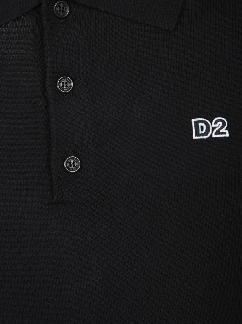Dsquared2 Black Polo Shirt With Classic Collar And Logo Lettering On The Front