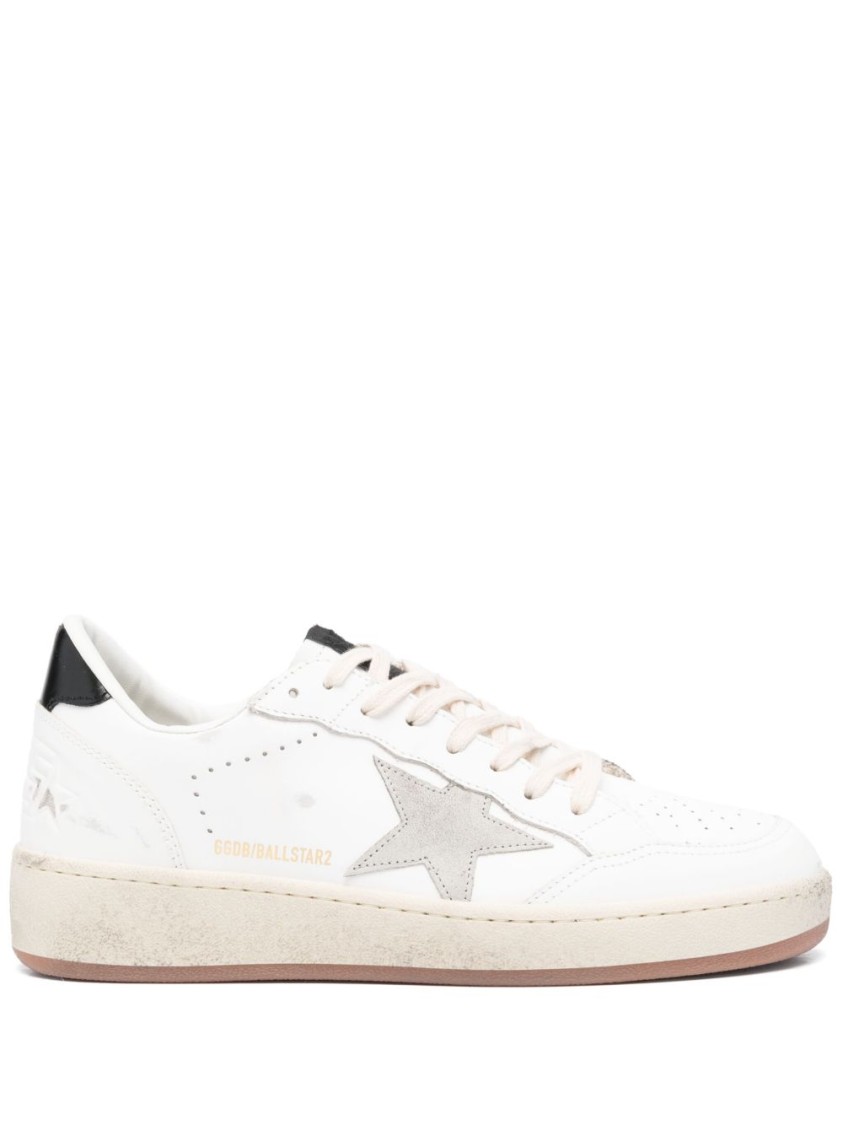 Golden Goose White Leather Sneakers With Subtle Star Accent In White