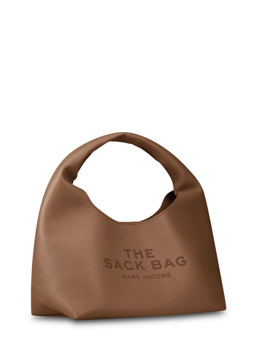 Marc Jacobs Rounded Leather Tote With Embossed Logo In Brown