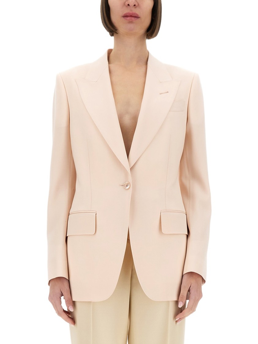 Tom Ford Wool Blazer With Silk Lining In Pink