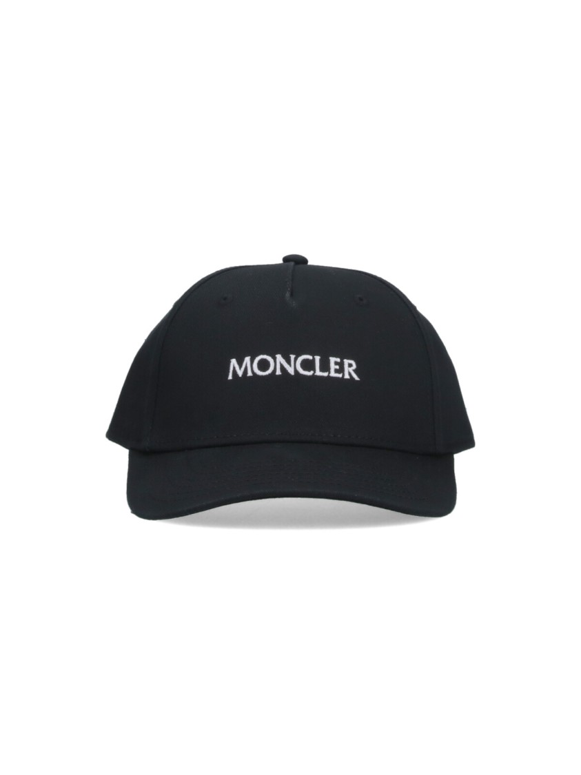 Moncler Curved Visor Baseball Cap With Contrasting Logo Embroidery In Blue