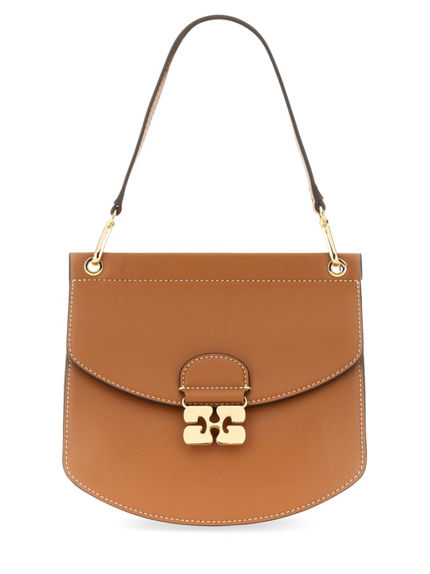 Ganni Small Shoulder Bag Adjustable Strap In Brown