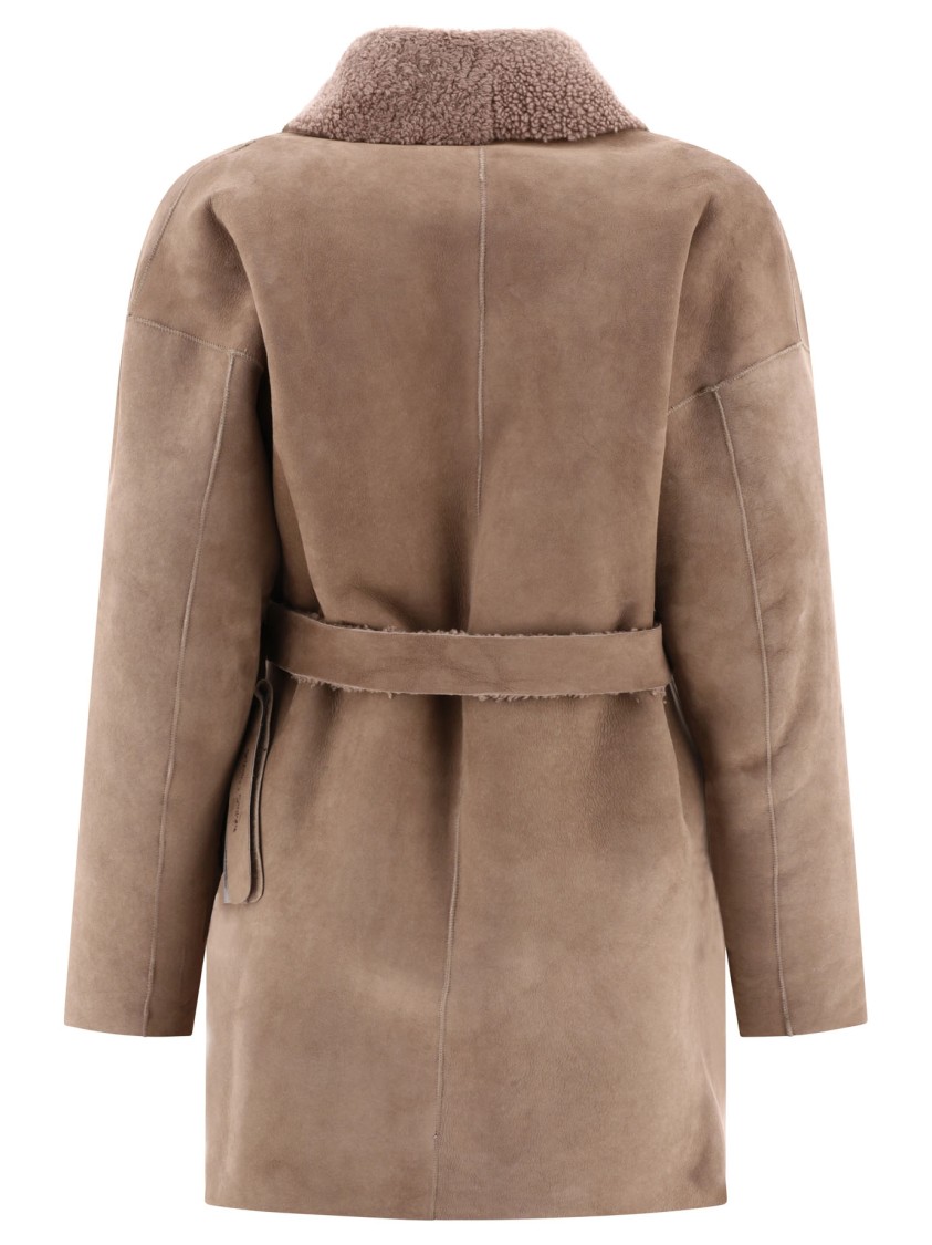 Salvatore Santoro Shearling-trimmed Suede Coat In Brown