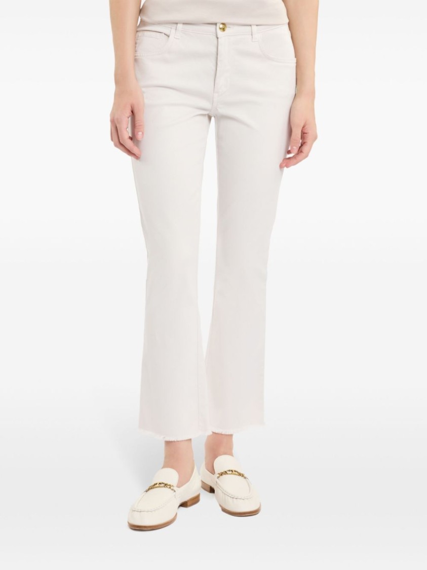 Fay Straight-leg Beige Pants With Flared Hem In White