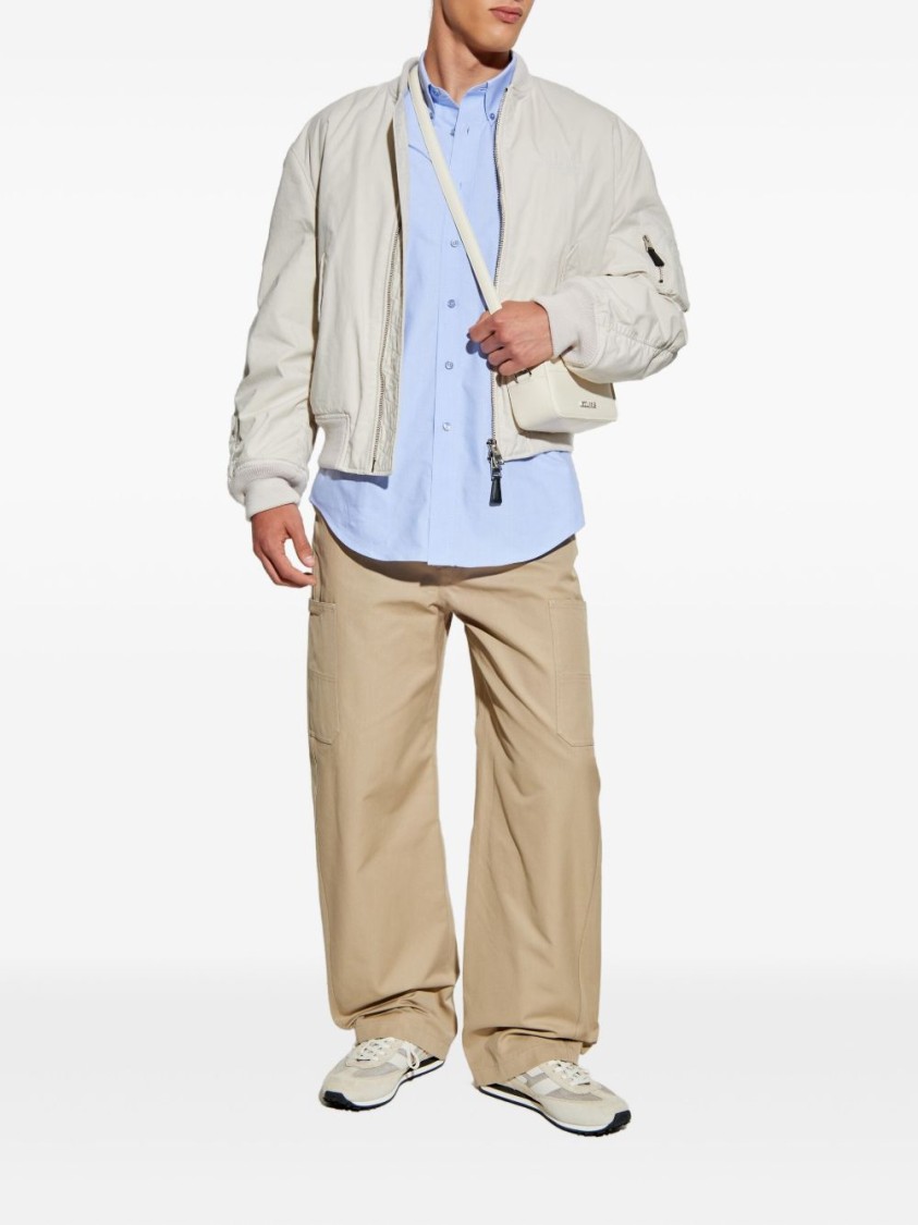 Givenchy Button-down Shirt With Pointed Collar And Embroidered Detail In Blue