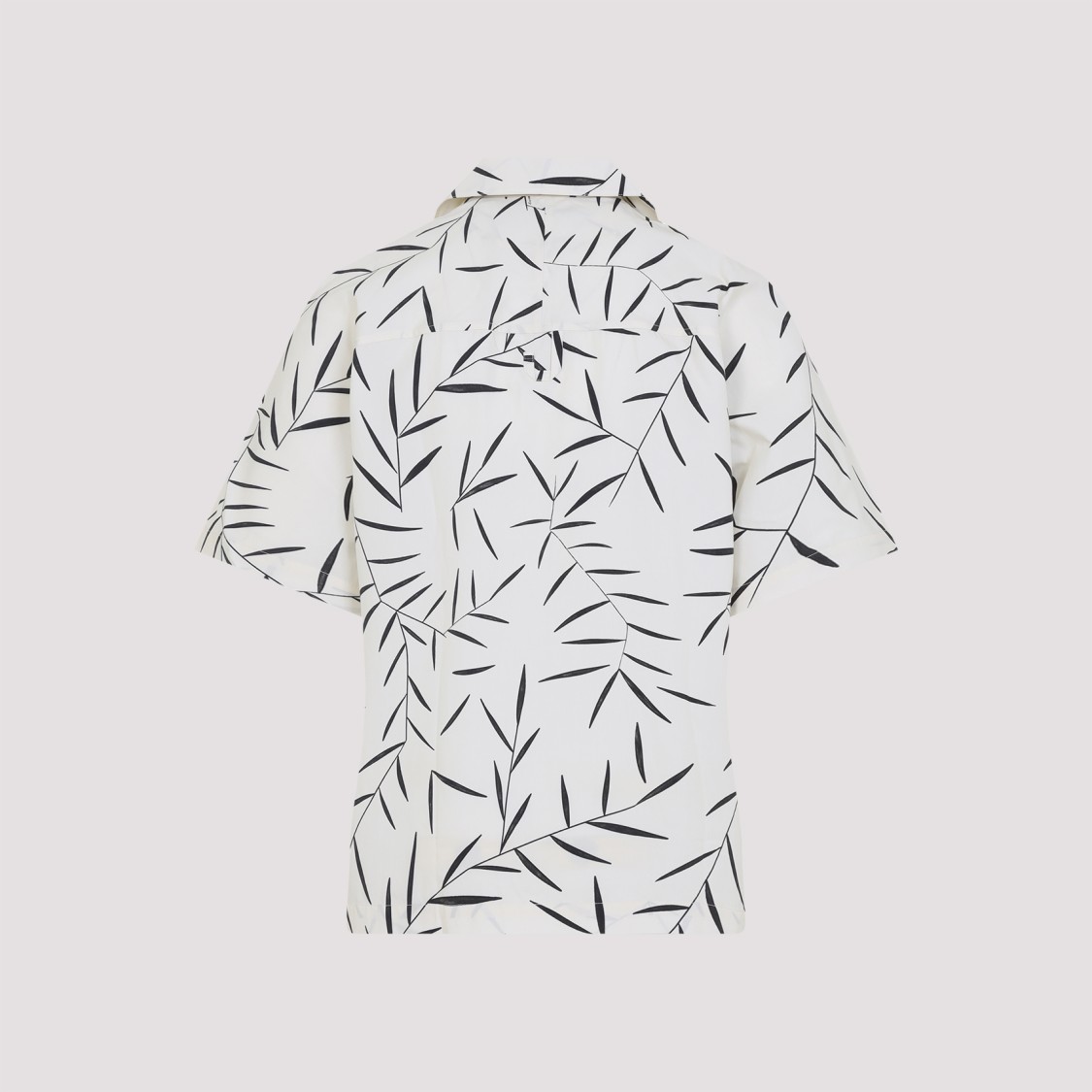 Jacquemus Short-sleeve Abstract Leaf Print Cotton Shirt In White
