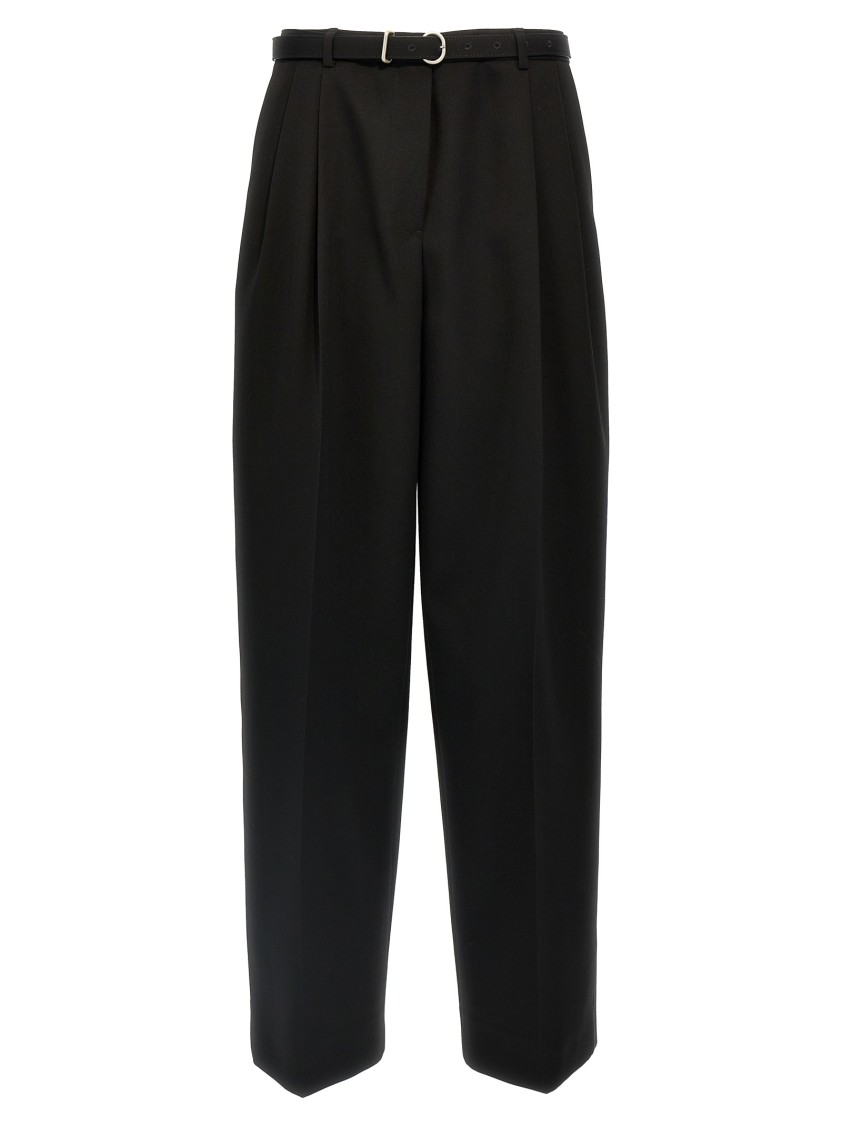 Jil Sander Wool Trousers With Back Pockets And Belt Loops In Black