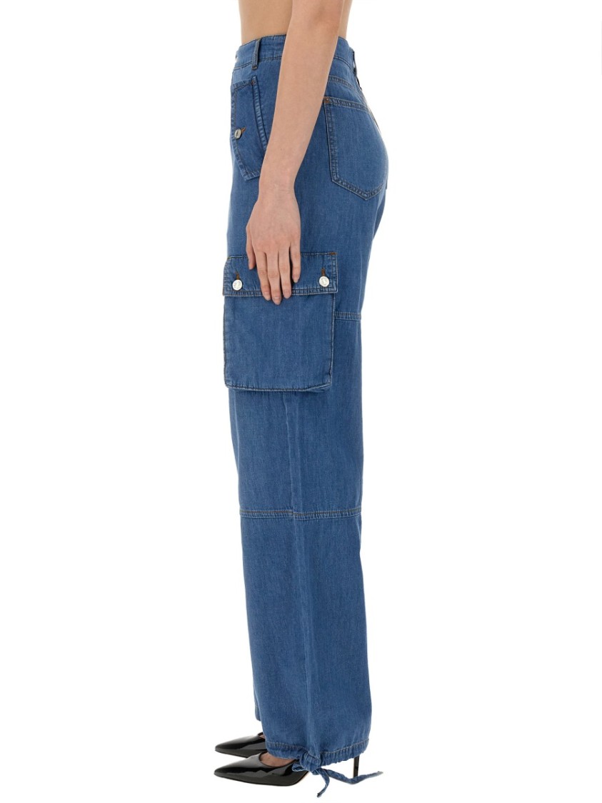 Shop Moschino Cargo Pants In Blue