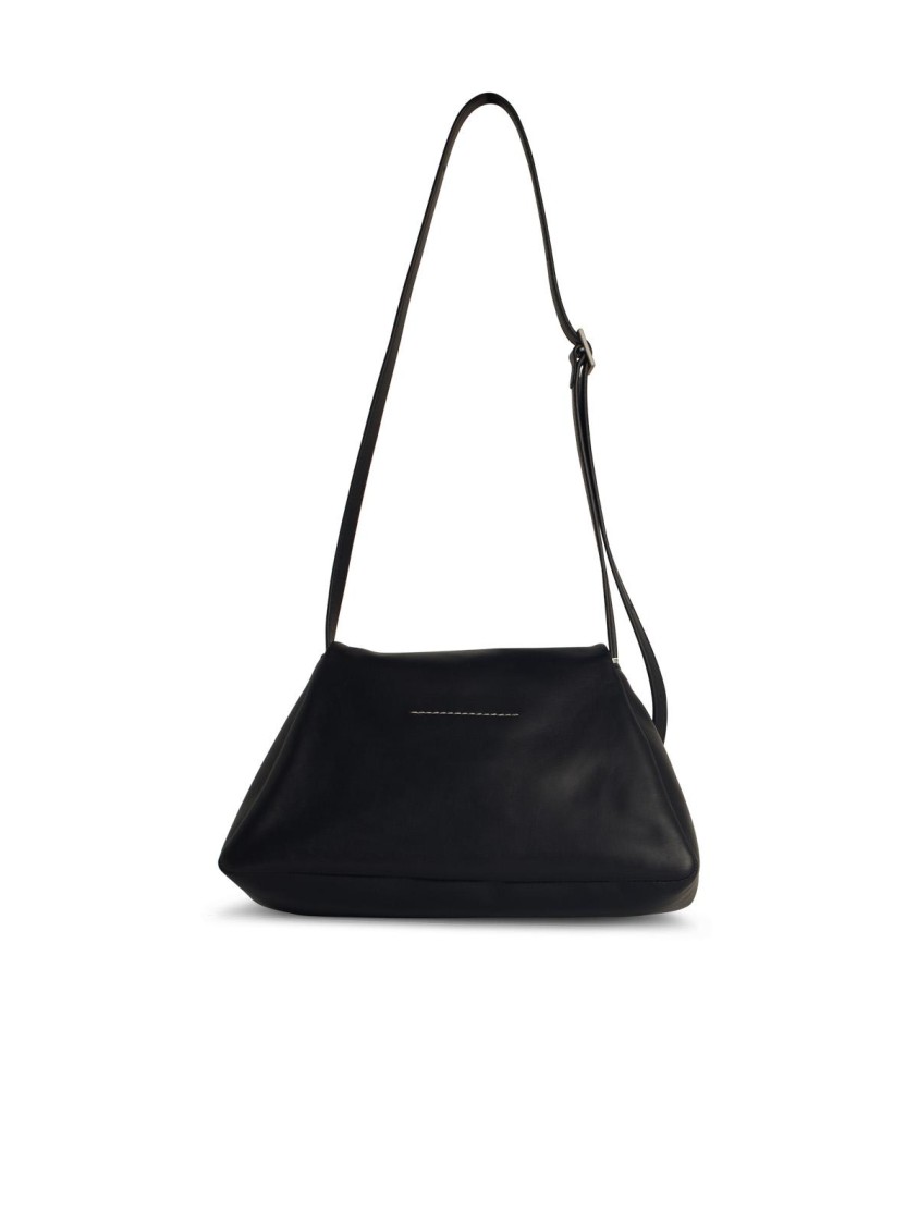 Mm6 Maison Margiela Mm6 By Maison Margiela Numeric Medium Soft Crossbody - Leather - Black In Black