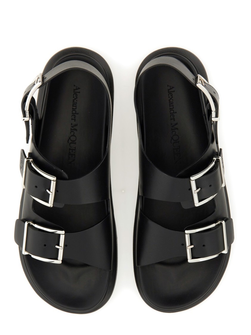 Shop Alexander Mcqueen Leather Sandal In Black
